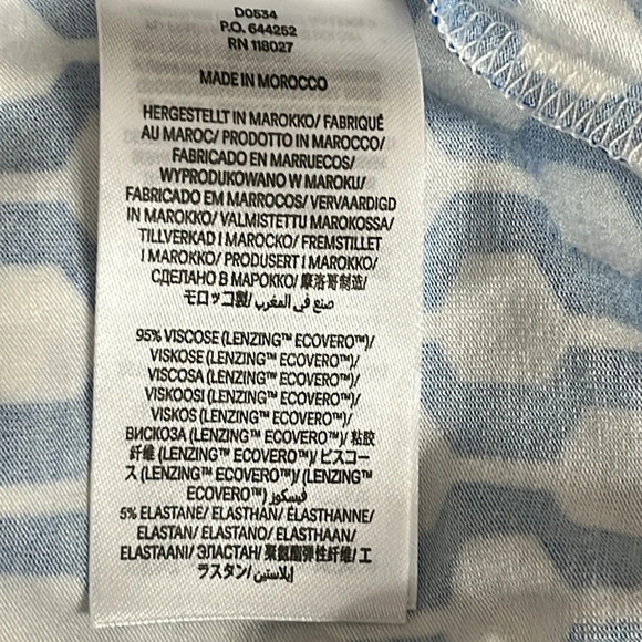 Boden Knot Detail Jersey Knit Geo Print Dress in Azure Blue & White - NWOT - 14R - Picture 7 of 8